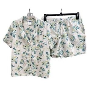 The Company Store Pajamas Womens Sz L Bird Floral Cotton Flannel Set Cozy